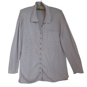 Free People Beach Sweater Cardigan Neutral Tan Cotton Chest Pocket Womens Small